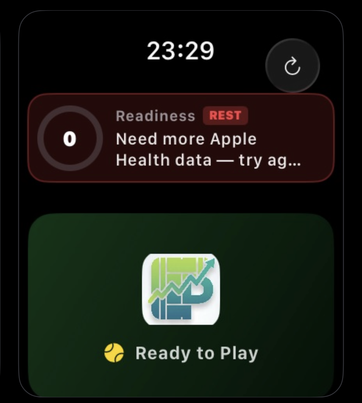 CourtsidePlay on Apple Watch showing live match view