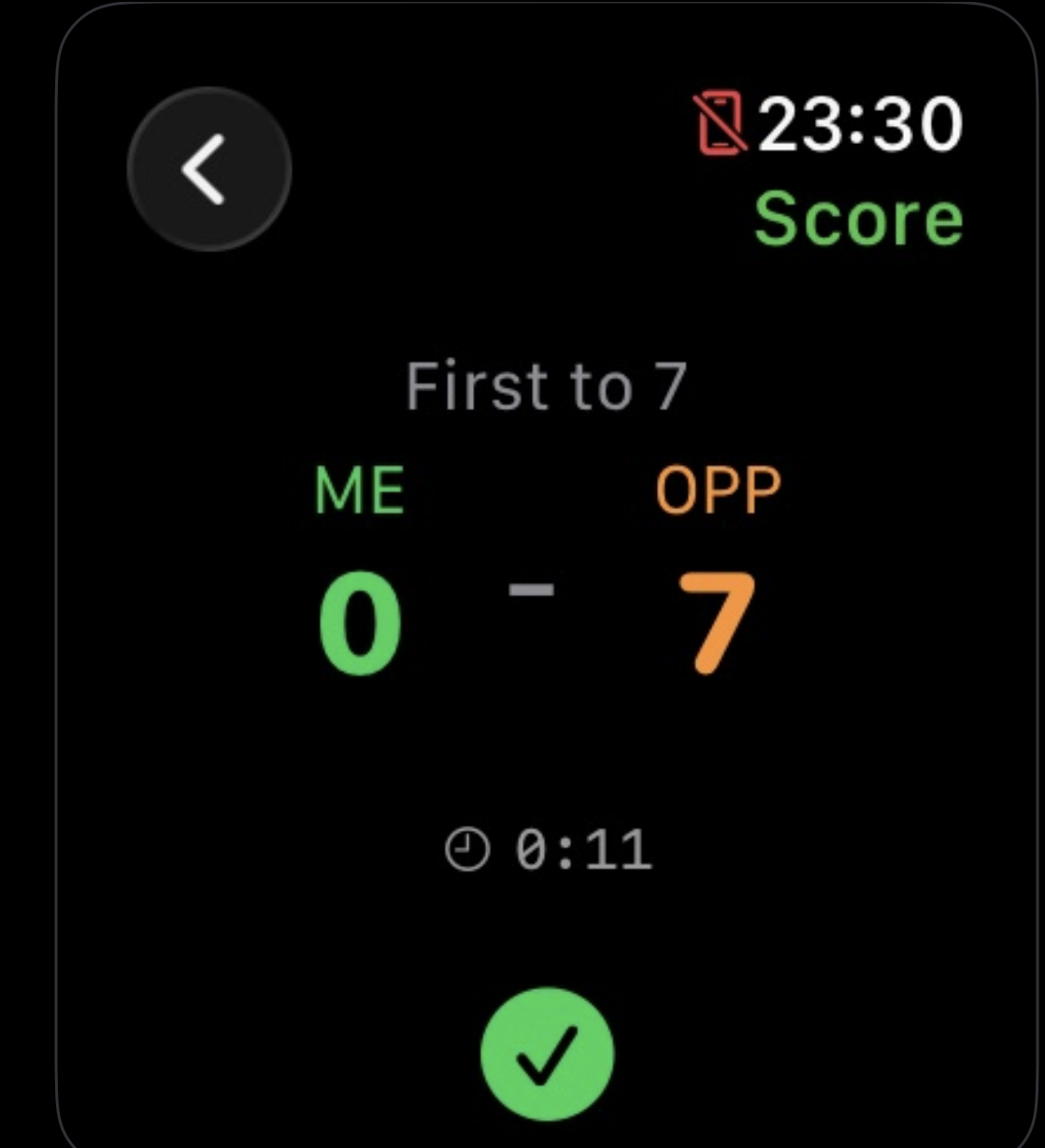 CourtsidePlay on Apple Watch with sensors active during play